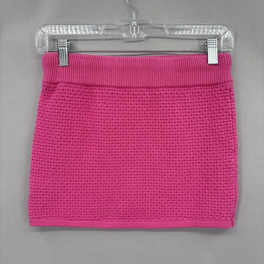 Dodo Bar Or Skirt Small 40 Pink‎ Textured Knit Mini Drawstring Pas Pour T Waffle